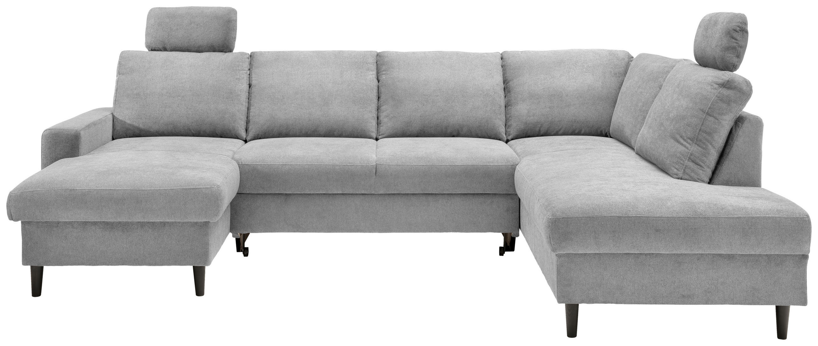 WOHNLANDSCHAFT Grau Chenille  - Schwarz/Grau, MODERN, Holz/Textil (153/305/200cm) - Livetastic