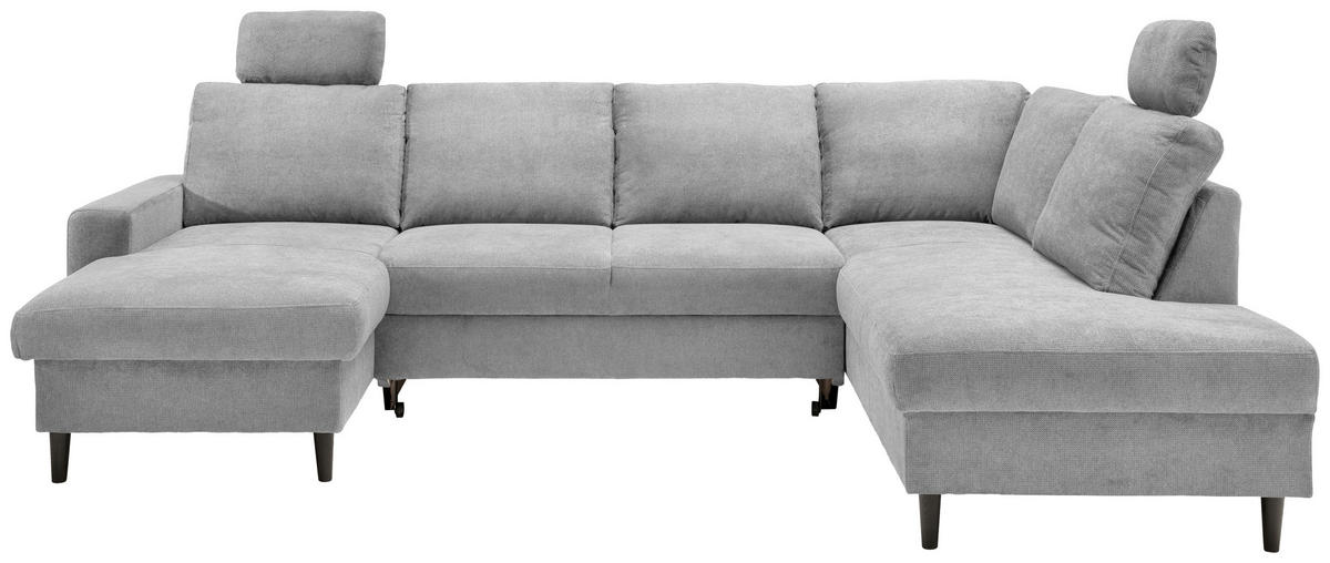 WOHNLANDSCHAFT Grau Chenille  - Schwarz/Grau, MODERN, Holz/Textil (153/305/200cm) - Livetastic