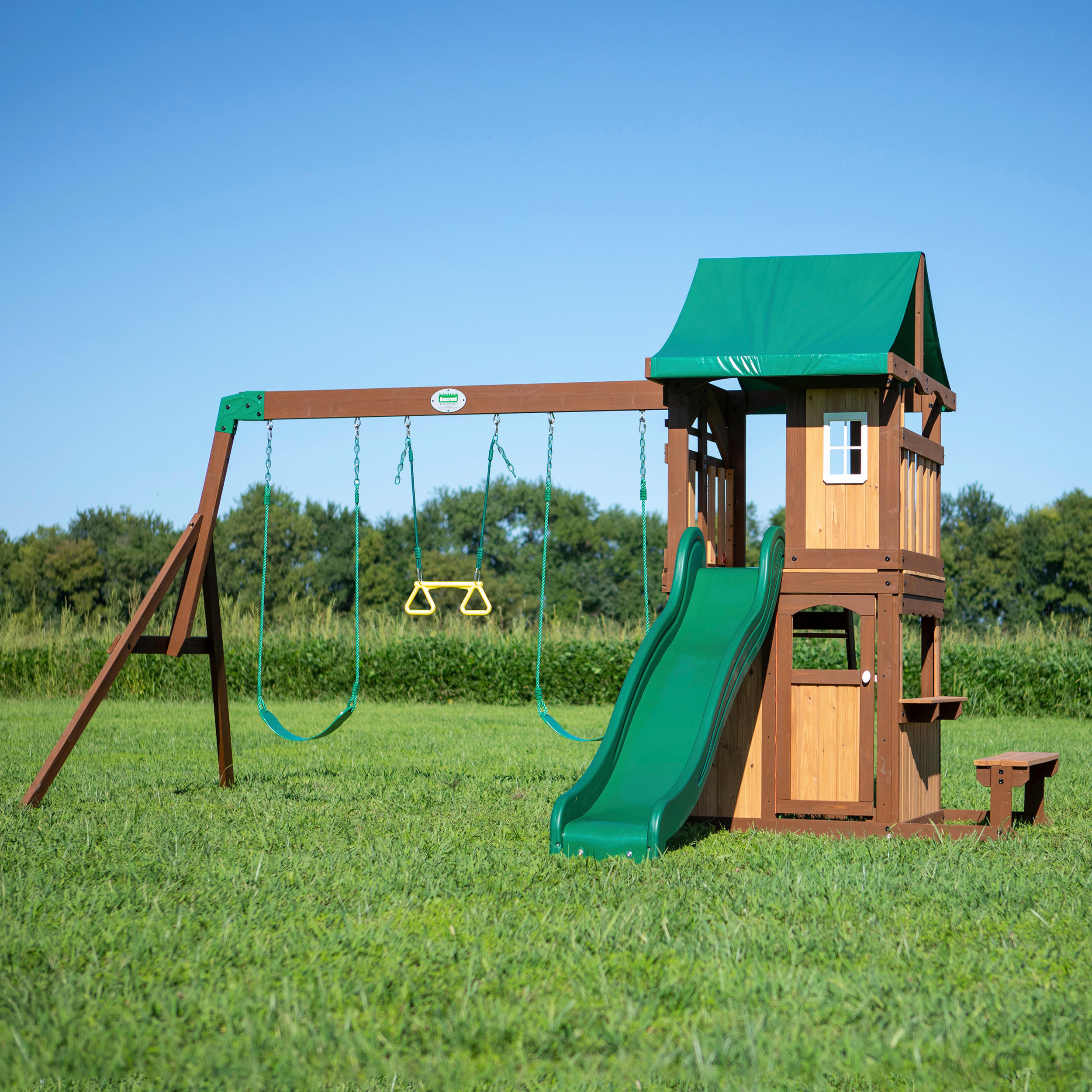 LEKTORN 340/260/430 cm SPIELTURM LAKEWOOD  - grön/brun, Klassisk, trä (340/260/430cm)