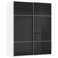 SCHWEBETÜRENSCHRANK in Schwarz, Weiss  - Weiss/Alufarben, Konventionell, Glas/Holzwerkstoff (162/223/68cm) - Novel