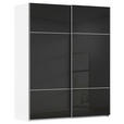 SCHWEBETÜRENSCHRANK 162/223/68 cm 2-türig Schwarz, Weiß  - Alufarben/Schwarz, KONVENTIONELL, Glas/Holzwerkstoff (162/223/68cm) - Novel