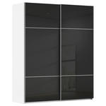 SCHWEBETÜRENSCHRANK 162/223/68 cm 2-türig Schwarz, Weiß  - Alufarben/Schwarz, KONVENTIONELL, Glas/Holzwerkstoff (162/223/68cm) - Novel