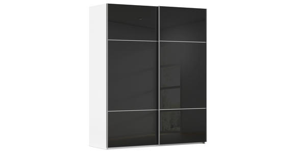 SCHWEBETÜRENSCHRANK 162/223/68 cm 2-türig Schwarz, Weiß - Alufarben/Schwarz, KONVENTIONELL, Glas/Holzwerkstoff (162/223/68cm) - Novel