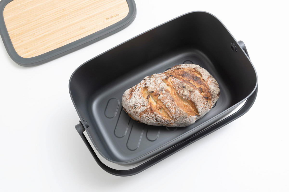 POSODA ZA KRUH   39.5/16.3/25.5 cm           - temno siva, Design, umetna masa/les (39.5/16.3/25.5cm) - Brabantia