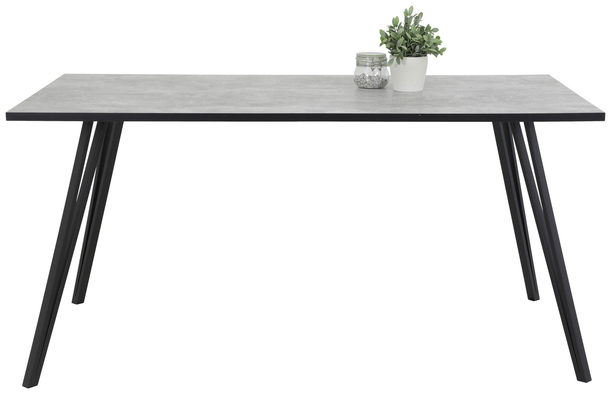 ESSTISCH rechteckig Grau, Schwarz  - Schwarz/Grau, KONVENTIONELL, Holzwerkstoff/Metall (160/90/77cm) - Carryhome