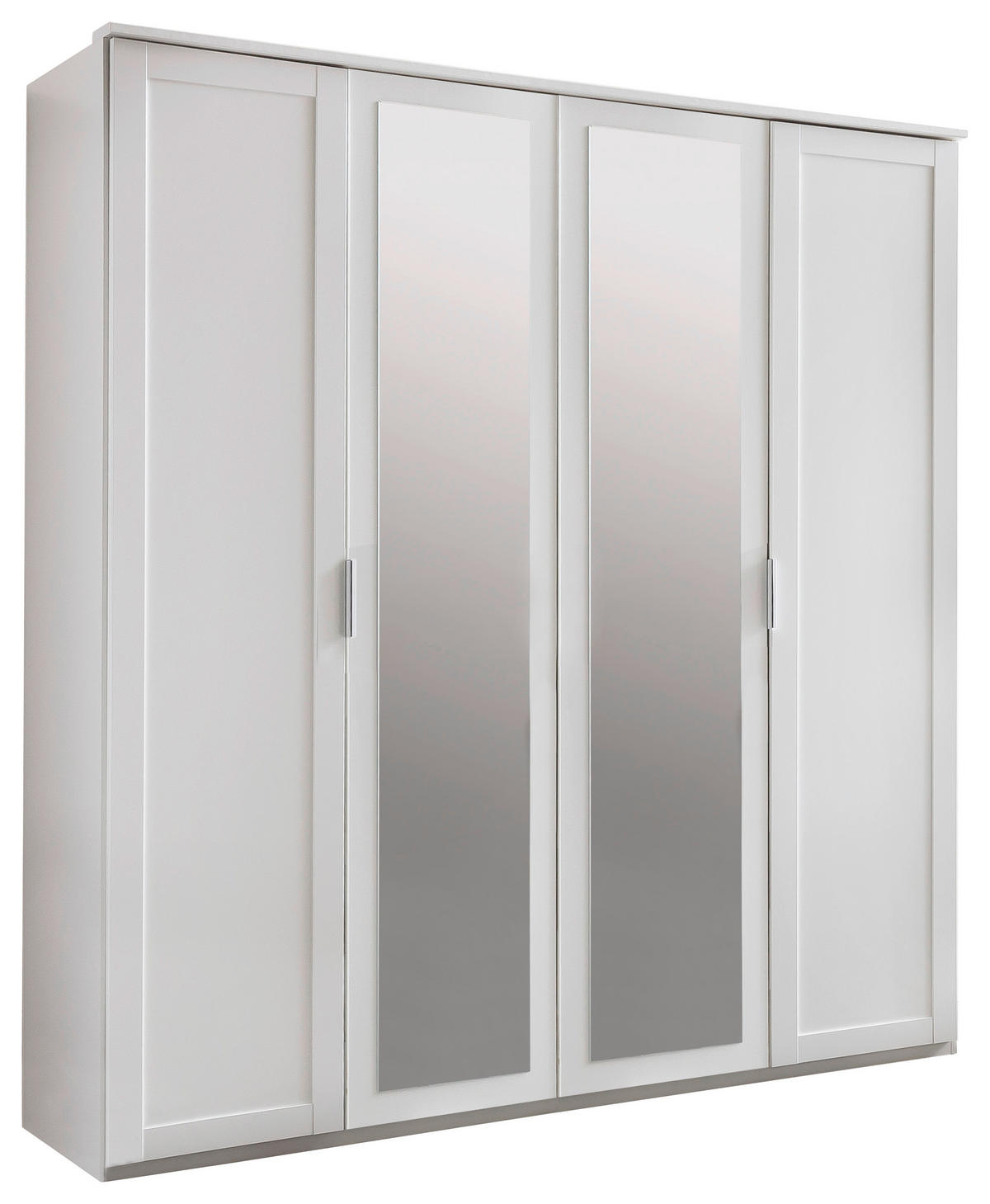 DREHTÜRENSCHRANK 180/210/58 cm 4-türig Weiß  - Silberfarben/Weiß, KONVENTIONELL, Glas/Holzwerkstoff (180/210/58cm) - MID.YOU