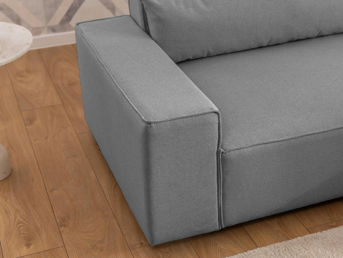 ECKSOFA Webstoff Hellgrau  - Hellgrau/Schwarz, Design, Kunststoff/Textil (251/142cm) - P & B