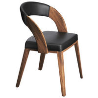 STUHL  Lederauswahl, Stoffauswahl  Kombination Echtleder/Lederlook  Schwarz, Nussbaumfarben  - Nussbaumfarben/Schwarz, Design, Leder/Holz (57/82/57cm) - Voglauer