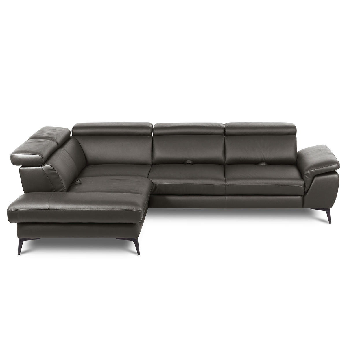 ECKSOFA  in Lederlook Echtleder Dunkelbraun  220/274 cm  - Dunkelbraun/Schwarz, Design, Leder/Textil (220/274cm) - Livetastic