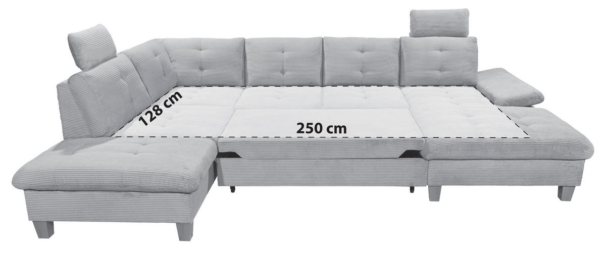 SEDEŽNA GARNITURA, rebrasti žamet bež  - barve hrasta/bež, Konvencionalno, tekstil/les (220/324/170cm) - MID.YOU