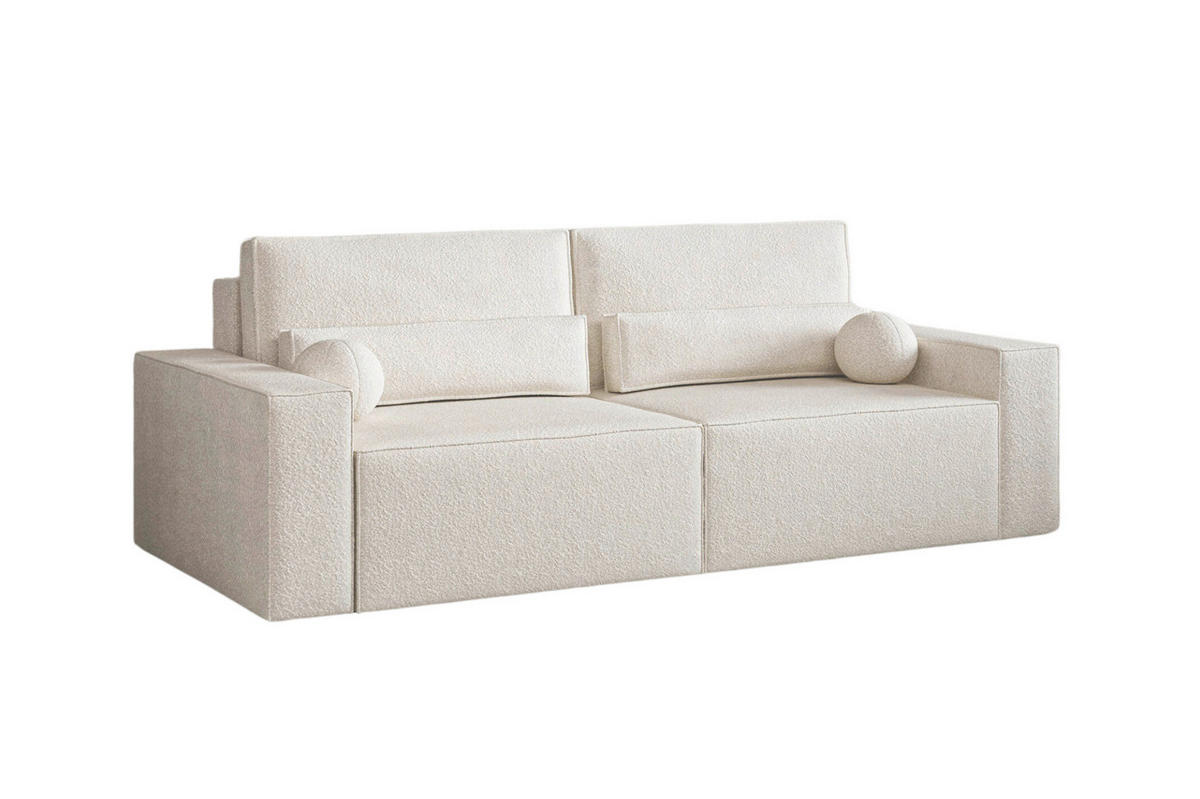 SCHLAFSOFA BRAZIL SOFA in Bouclé Weiß  - Schwarz/Weiß, Design, Textil (248/92/110cm) - MID.YOU