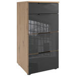 KOMMODE  in 41/84/41 cm  - Schwarz/Eiche Artisan, Design, Glas/Holzwerkstoff (41/84/41cm) - Hom`in