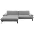 ECKSOFA  in Velours Hellgrau  184/284 cm  - Hellgrau/Schwarz, Design, Textil/Metall (184/284cm) - Dieter Knoll