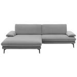 ECKSOFA  in Velours Hellgrau  184/284 cm  - Hellgrau/Schwarz, Design, Textil/Metall (184/284cm) - Dieter Knoll