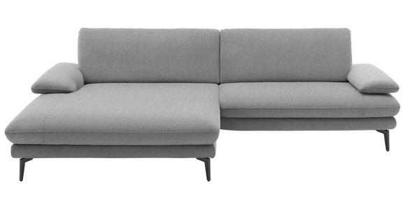 ECKSOFA  in Velours Hellgrau  184/284 cm  - Hellgrau/Schwarz, Design, Textil/Metall (184/284cm) - Dieter Knoll