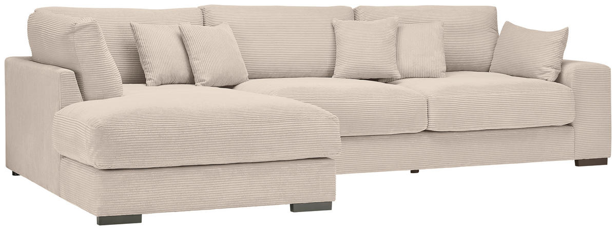 ECKSOFA in Cord Creme  205/340 cm  - Creme/Schwarz, Design, Kunststoff/Textil (205/340cm) - Lomoco