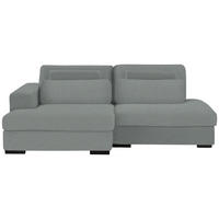ECKSOFA in Chenille Hellgrau  - Hellgrau/Schwarz, Design, Kunststoff/Textil (158/223cm) - Lomoco
