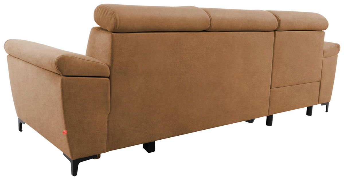ECKSOFA Bernsteinfarben Velours  - Bernsteinfarben/Schwarz, MODERN, Textil/Metall (176/258cm) - MID.YOU