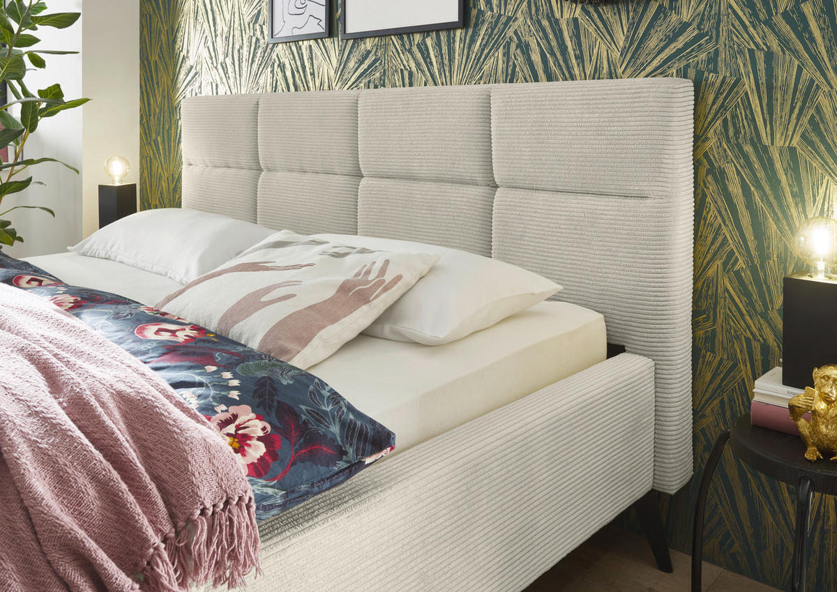 POLSTERBETT 140/200 cm,  in Beige,  - Beige/Schwarz, KONVENTIONELL, Textil/Metall (140/200cm) - SetOne by Musterring