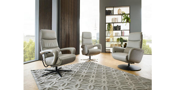 RELAXSESSEL in Leder Greige  - Greige/Schwarz, Design, Leder/Metall (76/108/86cm) - Dieter Knoll