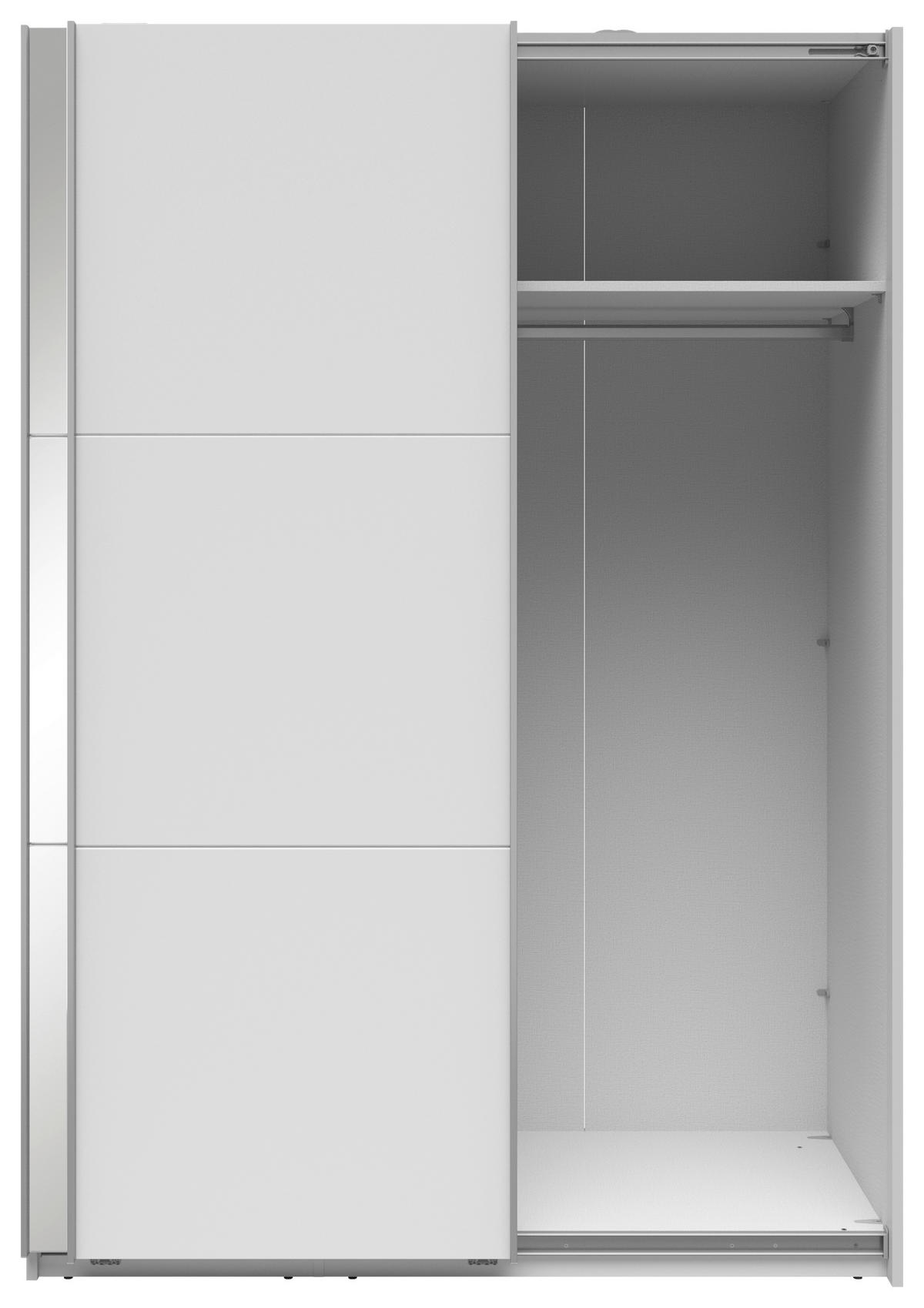 SCHWEBETÜRENSCHRANK 150/216/64 cm 2-türig Weiß  - Silberfarben/Weiß, Basics, Glas/Holzwerkstoff (150/216/64cm) - Boxxx