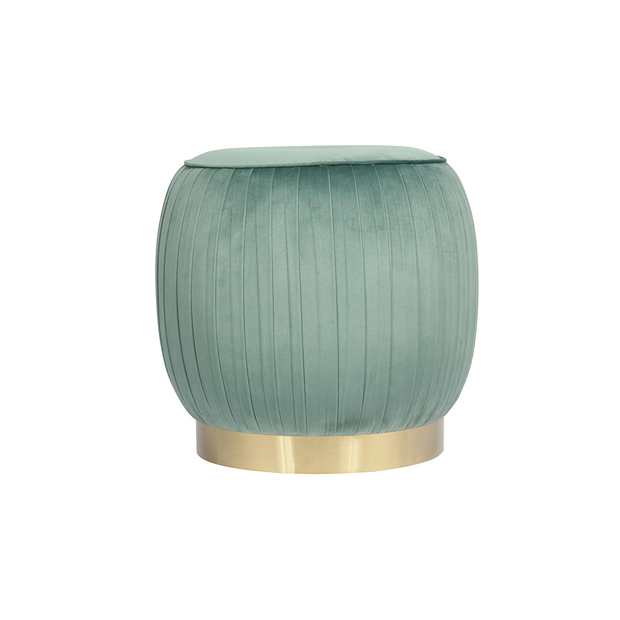 HOCKER in Textil Mintgrün  - Goldfarben/Mintgrün, Design, Textil/Metall (43/42cm) - Kayoom