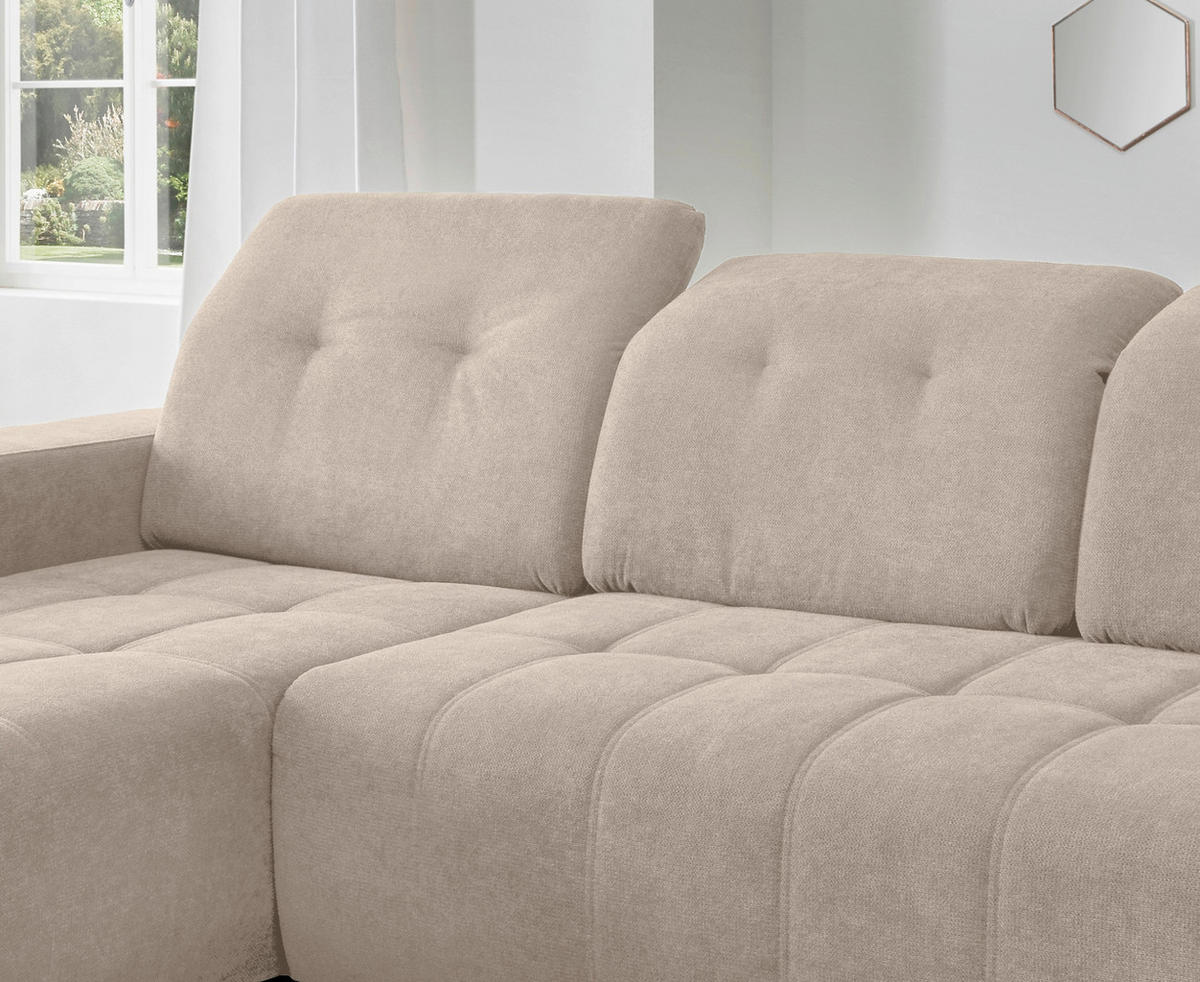 ECKSOFA Mikrofaser Beige  - Beige/Schwarz, Modern, Textil/Metall (185/292cm) - Livetastic