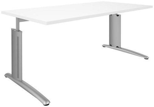 SCHREIBTISCH 160/80/68-82 cm  in Weiß, Alufarben  - Alufarben/Weiß, Design, Holzwerkstoff/Metall (160/80/68-82cm) - Moderano
