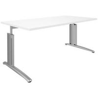 SCHREIBTISCH 160/80/68-82 cm  in Weiß, Alufarben  - Alufarben/Weiß, Design, Holzwerkstoff/Metall (160/80/68-82cm) - Moderano