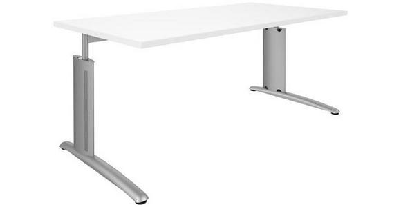 SCHREIBTISCH 160/80/68-82 cm  in Weiß, Alufarben  - Alufarben/Weiß, Design, Holzwerkstoff/Metall (160/80/68-82cm) - Moderano