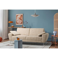 3-SITZER-SOFA SPRING in Webstoff Beige Modern  - Chromfarben/Beige, Design, Textil/Metall (187/85/92cm) - Livetastic