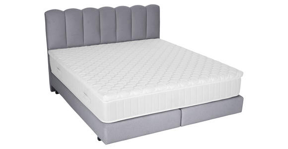 BOXSPRINGBETT 180/200 cm,  in Hellgrau, Topper, Matratzen, H3 = fest  - Hellgrau/Schwarz, Design, Holzwerkstoff/Textil (180/200cm) - Esposa