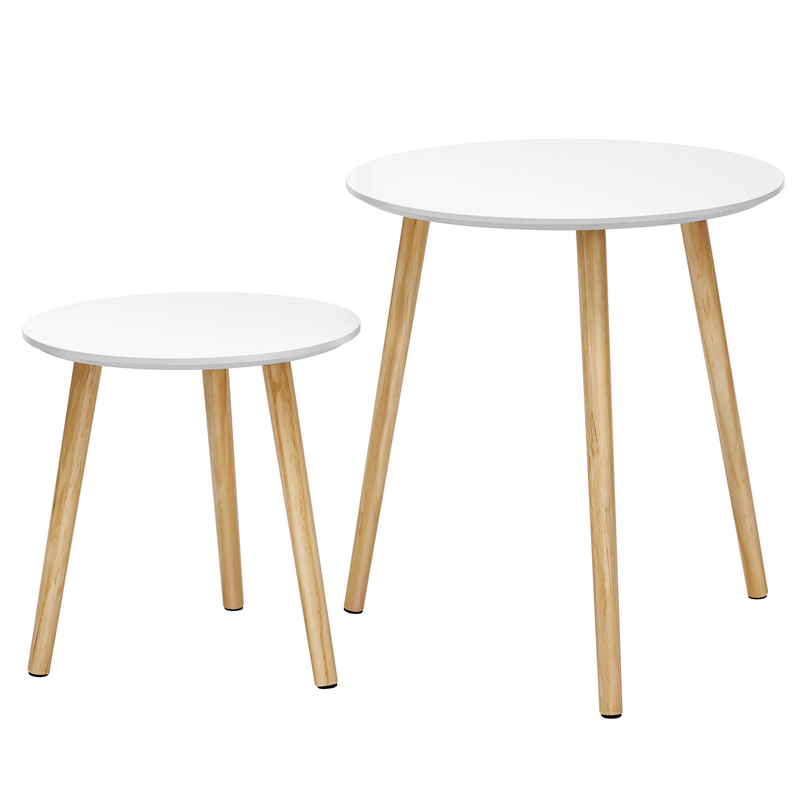BEISTELLTISCHSET rund Weiß, Kieferfarben  - Naturfarben/Weiß, Trend, Holz/Holzwerkstoff (35-45/35-45/35-50cm) - Boxxx