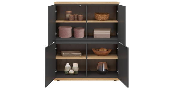 HIGHBOARD in 100/121/42 cm - Schwarz/Graphitfarben, MODERN, Holzwerkstoff (100/121/42cm) - Xora