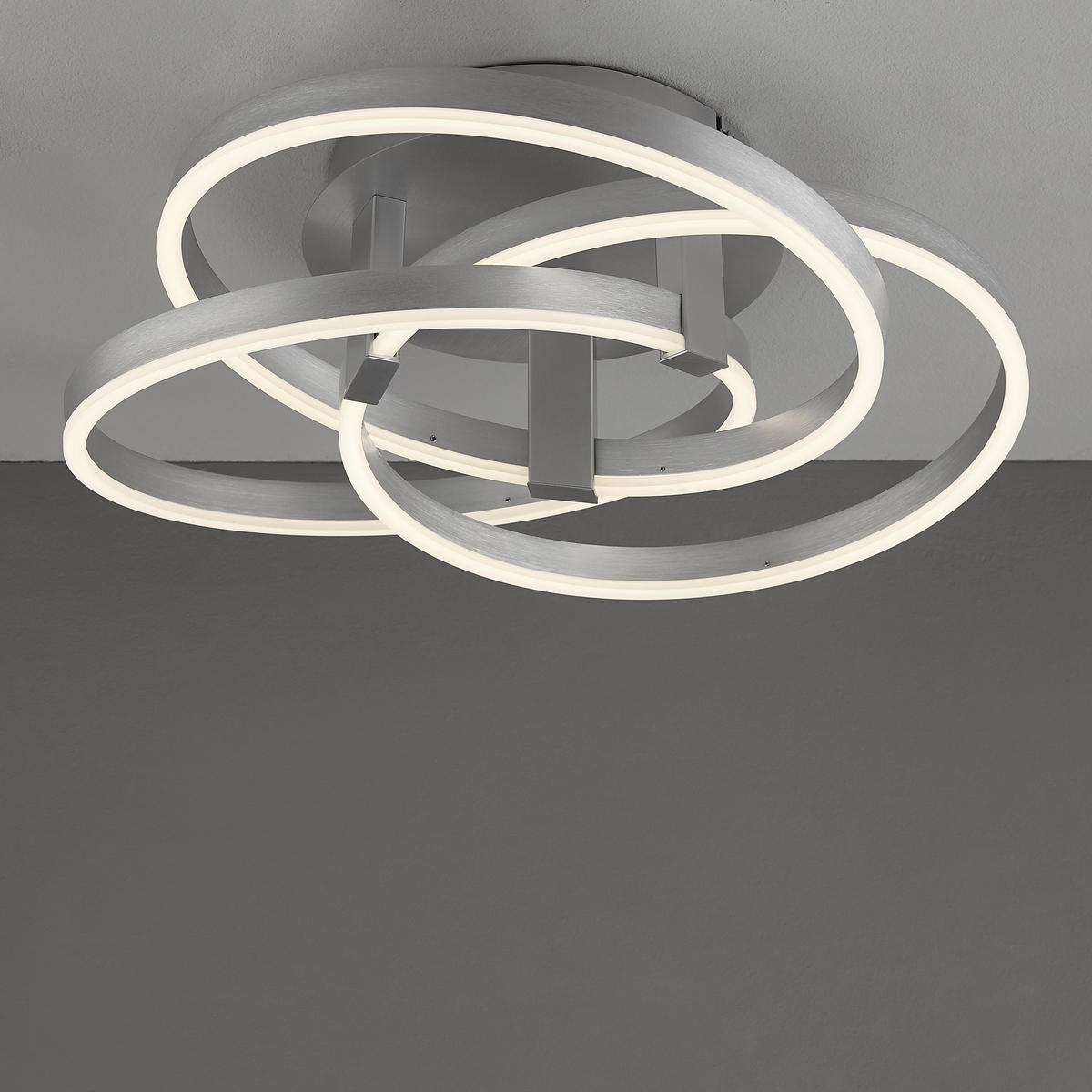 LED-DECKENLEUCHTE  Smart 55/18 cm   - Alufarben, Design, Kunststoff/Metall (55/18cm) - Näve