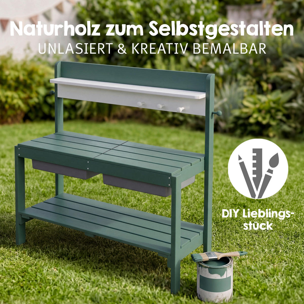 MATSCHKÜCHE  - Naturfarben, Basics, Holz/Kunststoff (89,5/88,5/35cm) - Roba