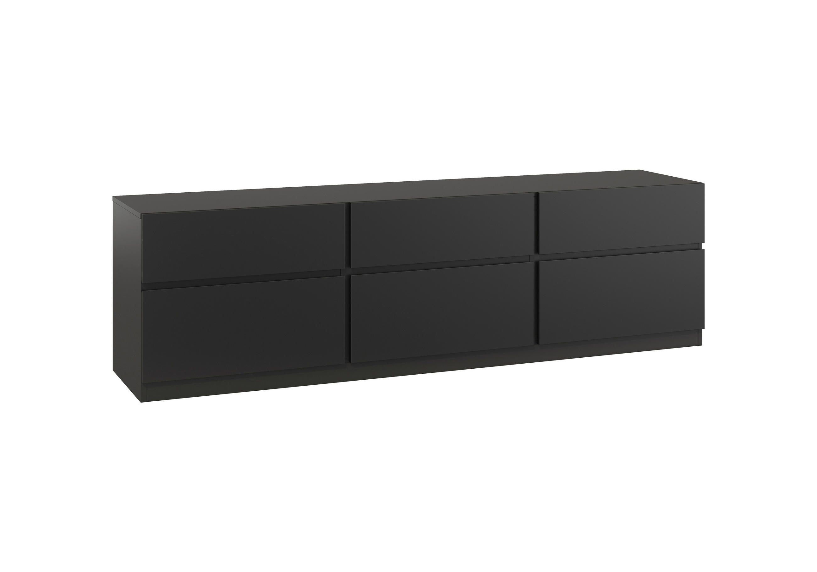 LOWBOARD Bern 179,9/52,3/40 cm 3 Schublade(n) stehend  - Schwarz, Design, Holzwerkstoff (179,9/52,3/40cm) - MID.YOU