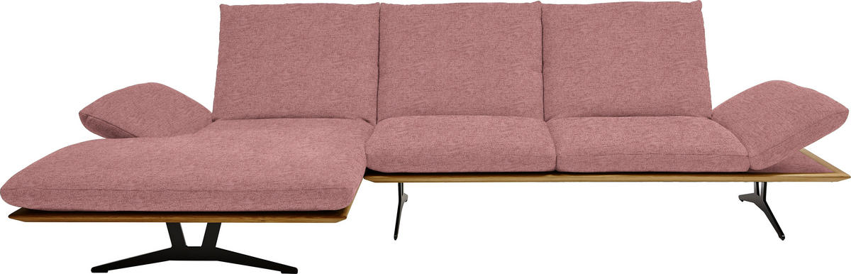 ECKSOFA in Flachgewebe Altrosa  - Schwarz/Altrosa, Design, Holz/Textil (159/314cm) - Dieter Knoll