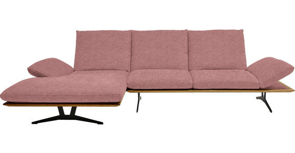 ECKSOFA in Flachgewebe Altrosa 159/314 cm - Schwarz/Altrosa, Design, Holz/Textil (159/314cm) - Dieter Knoll