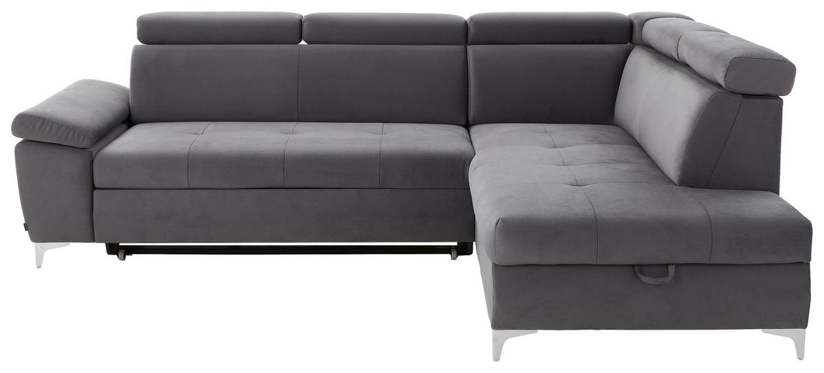 SEDEŽNA GARNITURA, mikrovlakna temno siva  - temno siva, Konvencionalno, kovina/tekstil (271/206cm) - Carryhome