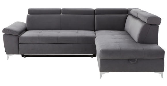 ECKSOFA Dunkelgrau Mikrofaser - Dunkelgrau, KONVENTIONELL, Textil/Metall (271/206cm) - Carryhome
