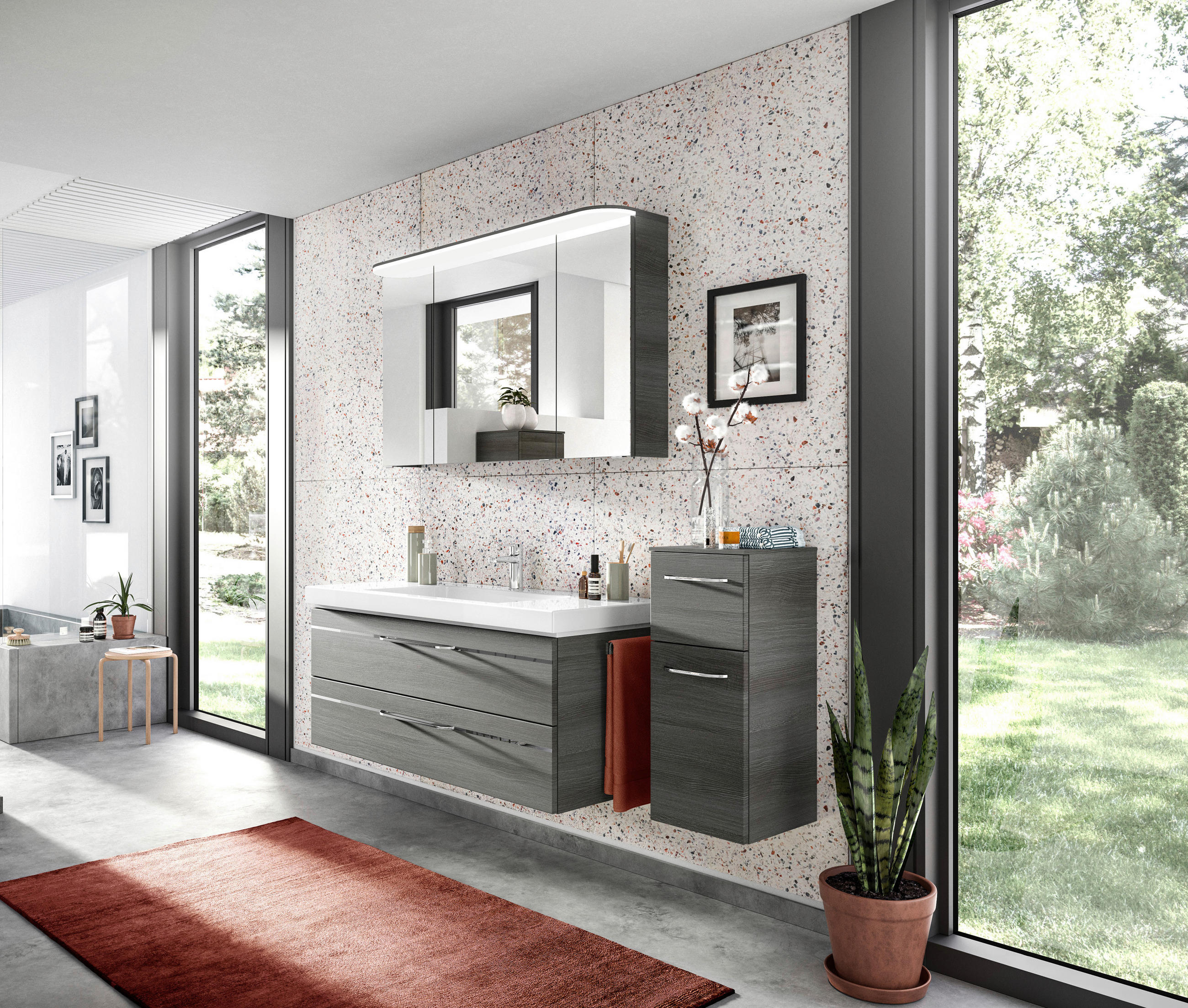 BADEZIMMER 4-teilig  in 153 cm  - Chromfarben/Graphitfarben, KONVENTIONELL, Glas/Holzwerkstoff (153cm) - Pelipal
