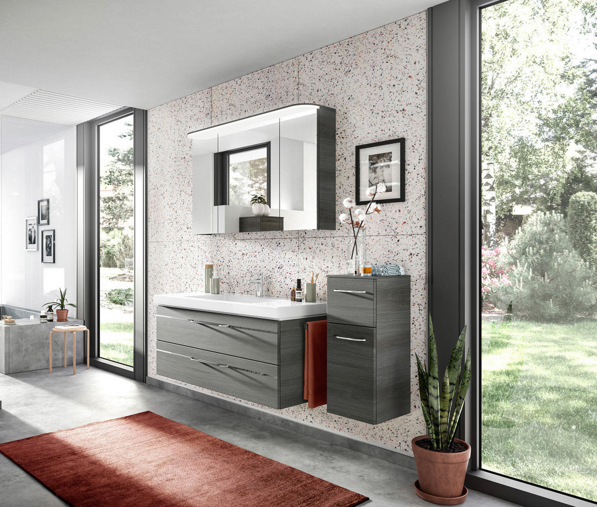 BADEZIMMER 4-teilig  in 153 cm  - Chromfarben/Graphitfarben, KONVENTIONELL, Glas/Holzwerkstoff (153cm) - Pelipal