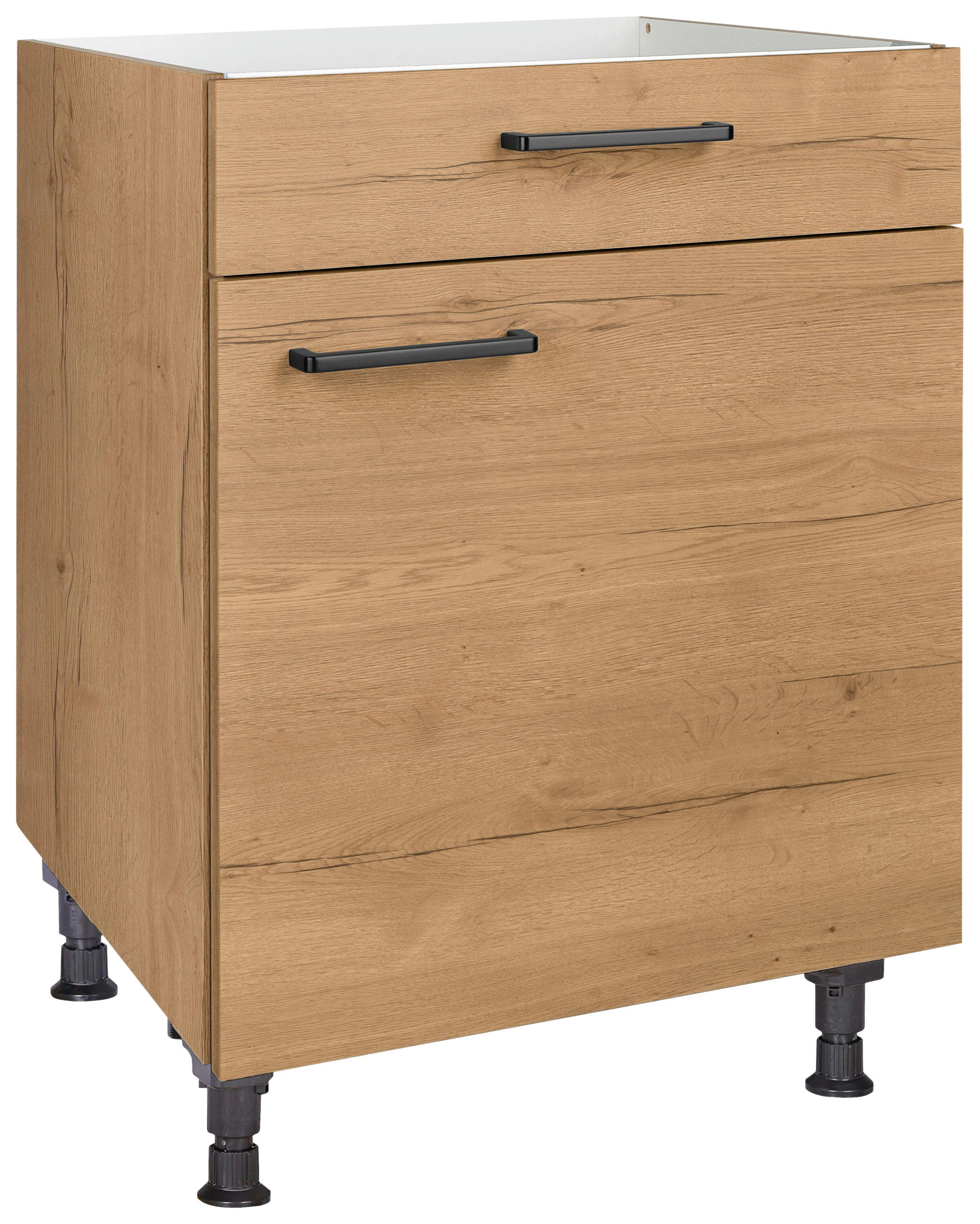 KOCHFELDUMBAUSCHRANK 60/87/56 cm  in Eichefarben  - Eichefarben/Schwarz, MODERN, Holzwerkstoff/Metall (60/87/56cm) - Nobilia