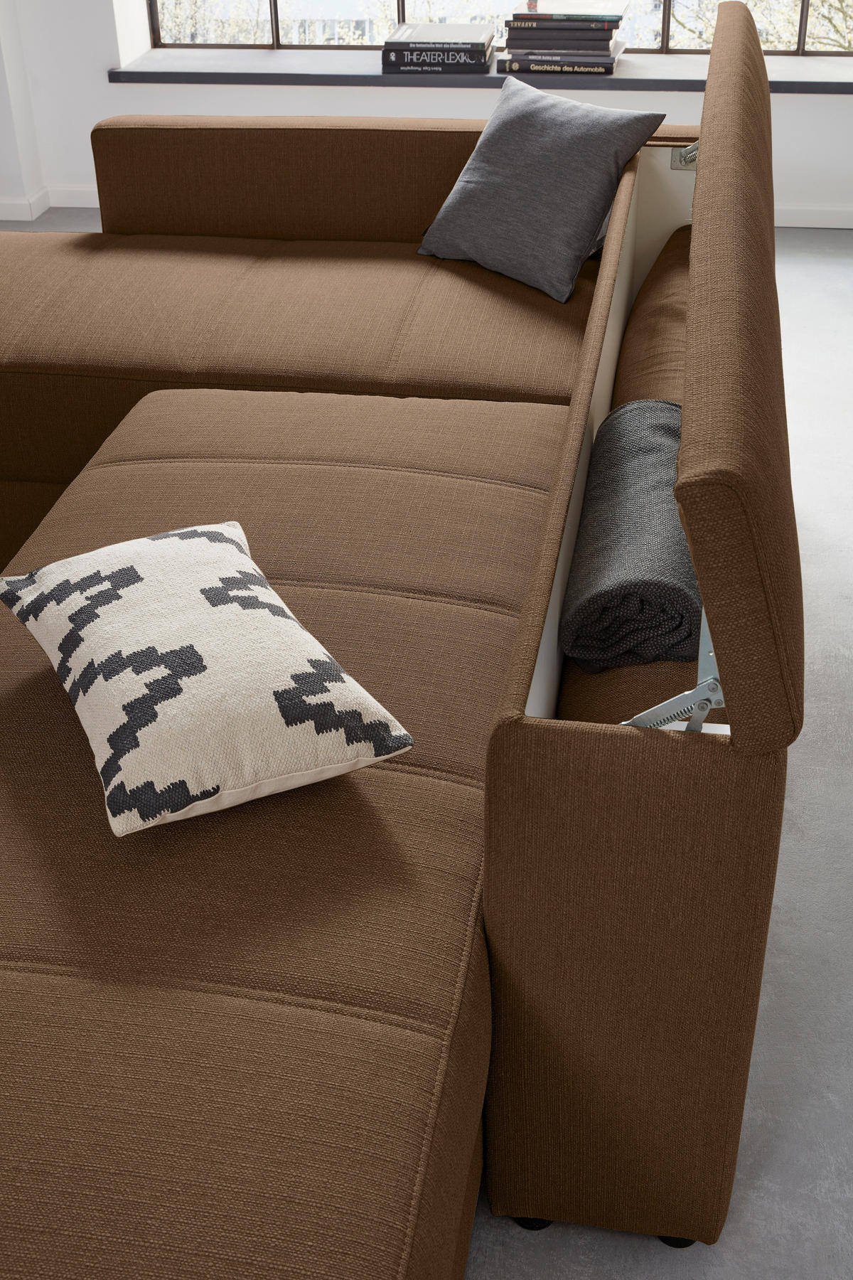 ECKSOFA LOOKS III Dunkelbraun Webstoff  - Dunkelbraun/Schwarz, Design, Kunststoff/Textil (287/229cm) - LOOKS by W.Joop