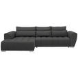 ECKSOFA in Webstoff Dunkelgrau  - Dunkelgrau/Silberfarben, MODERN, Kunststoff/Textil (218/304cm) - Carryhome