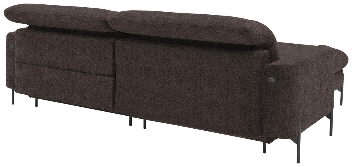 ECKSOFA in Flachgewebe Graubraun  - Graubraun/Schwarz, Design, Textil/Metall (191/252cm) - Dieter Knoll