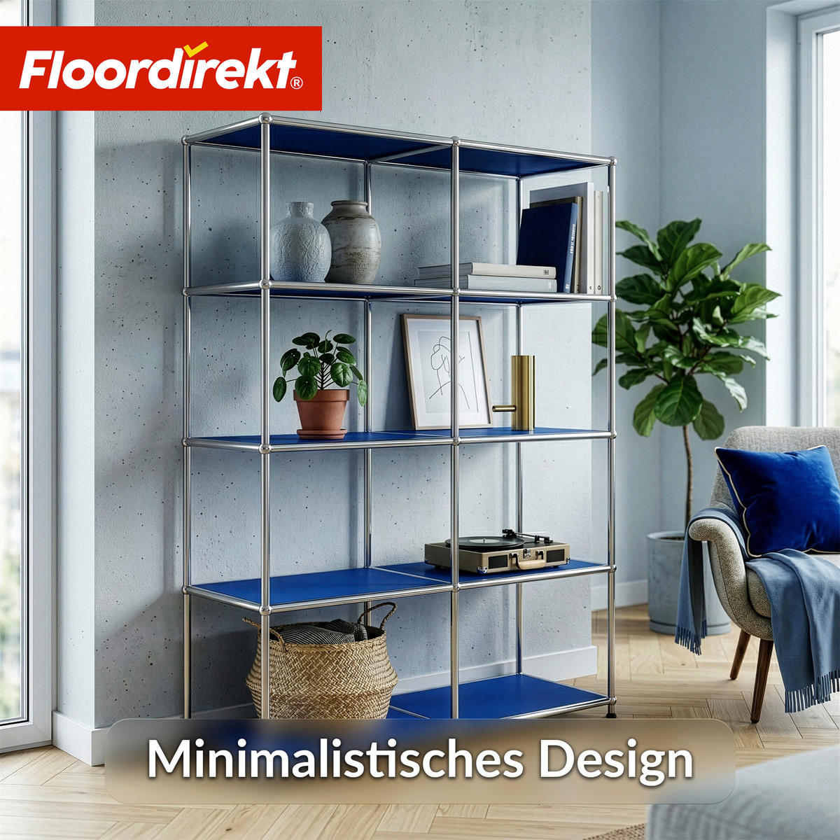 STANDREGAL Blau  - Blau, Basics, Metall (78/118/40cm) - Floordirekt