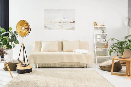 STEHLEUCHTE  57/157/53 cm   - Beige/Goldfarben, Trend, Kunststoff/Textil (57/157/53cm) - Kayoom