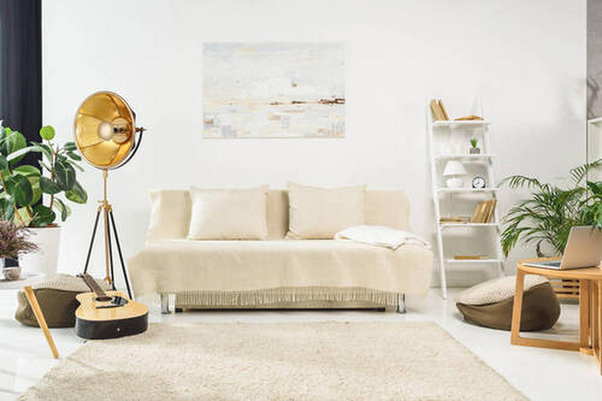 STEHLEUCHTE  57/157/53 cm   - Beige/Goldfarben, Trend, Kunststoff/Textil (57/157/53cm) - Kayoom
